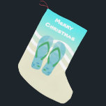 Merry Christmas Tropical Fish Beach Waves Sandals Small Christmas Stocking<br><div class="desc">Add your text to this tropical holiday stocking. Look for more tropical Christmas stockings in the rest of my shop.</div>