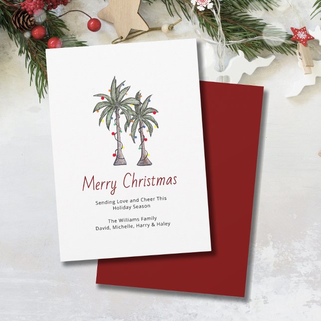 Merry Christmas Tropical Palm Trees Beach  Holiday Card (Creator Uploaded)