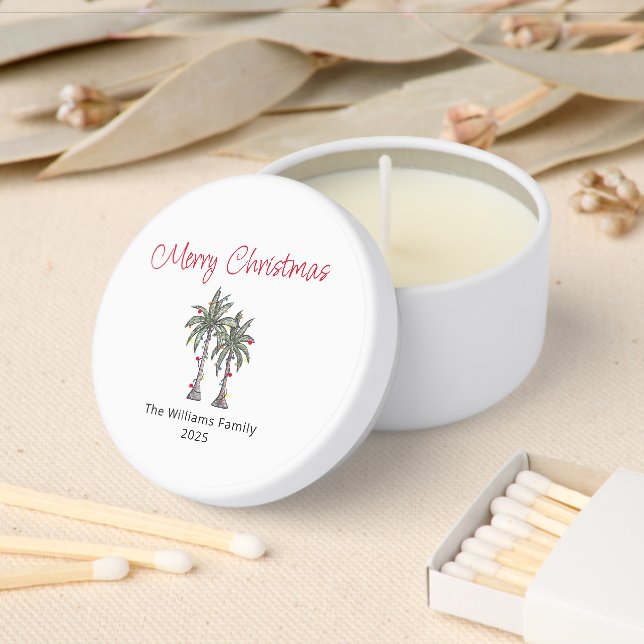 Merry Christmas Tropical Palm Trees  Mini Candle Favors (Insitu)