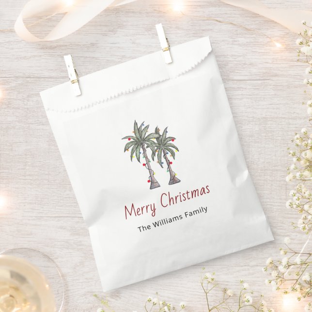 Merry Christmas Tropical Palm Trees Party   Favor Bag (Clipped)