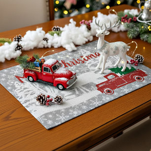 Merry Christmas truck and deer Paper Placemat