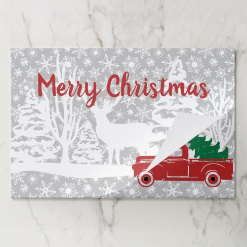 Merry Christmas truck and deer Paper Placemat