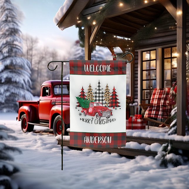 Merry Christmas truck and trees custom Garden Flag (Creator Uploaded)
