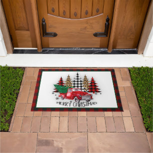 Merry Christmas truck and trees Doormat