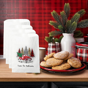Merry Christmas truck and trees Favor Bag
