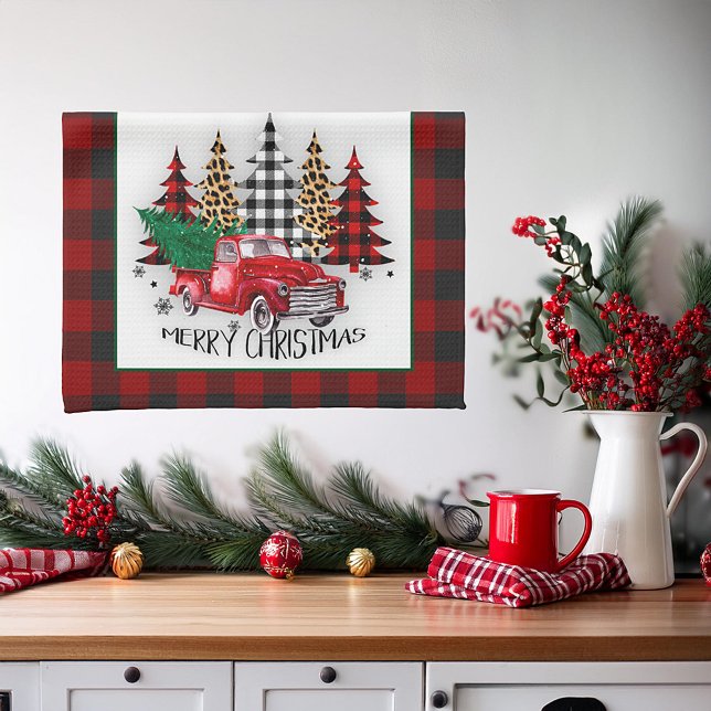 Merry Christmas truck and trees Kitchen Towel (Creator Uploaded)