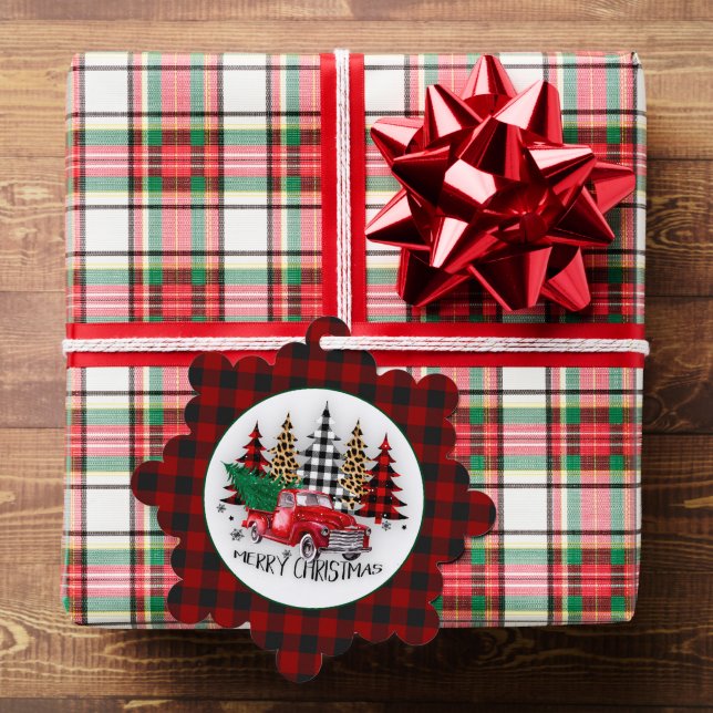 Merry Christmas truck and trees Ornament Card (Insitu (Gift))