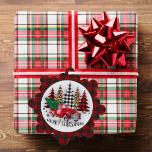 Merry Christmas truck and trees Ornament Card
