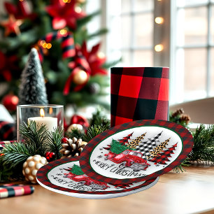 Merry Christmas truck and trees Paper Plates