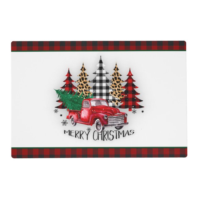 Merry Christmas truck and trees Placemat (Front)