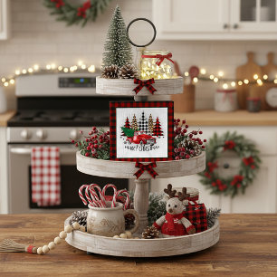Merry Christmas truck and trees Wooden Box Sign