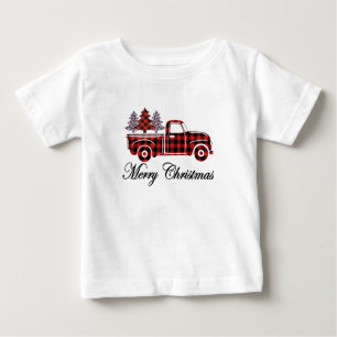 Merry Christmas Truck Cheetah Trees Baby T-Shirt