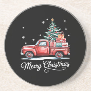 Merry Christmas Truck Funny Tree Essential Coaster