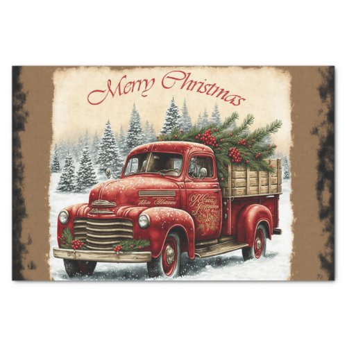 Merry Christmas Truck Tissue Paper