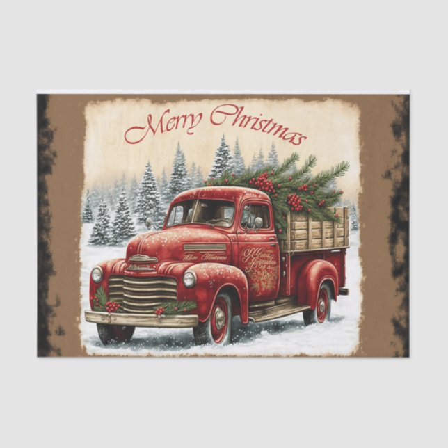 Merry Christmas Truck Tissue Paper (Front)