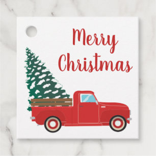 Merry Christmas Truck With Christmas Tree Favor Tags
