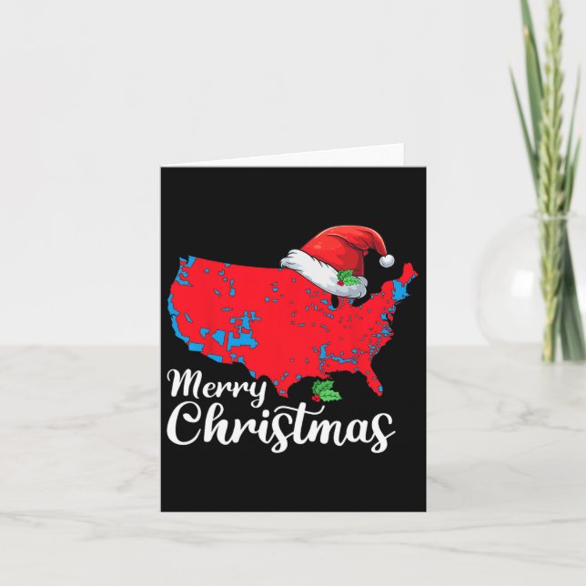 Merry Christmas Trump Patriotic Usa Map 2024 Santa Card (Front)