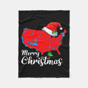 Merry Christmas Trump Patriotic Usa Map 2024 Santa Fleece Blanket