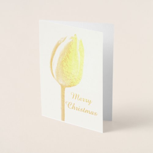 Merry Christmas Tulip Floral Flower Photo Art Cool Foil Card