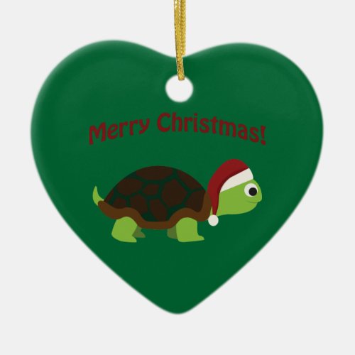 Merry Christmas Turtle Ceramic Ornament