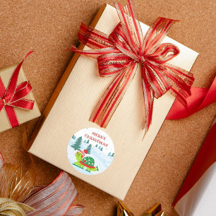 Merry Christmas Turtle Ice Skating Stickers