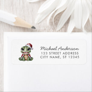 Merry Christmas Turtle in Santa Hat Return Address Label
