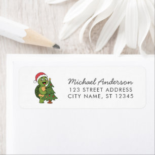 Merry Christmas Turtle in Santa Hat Return Address Label