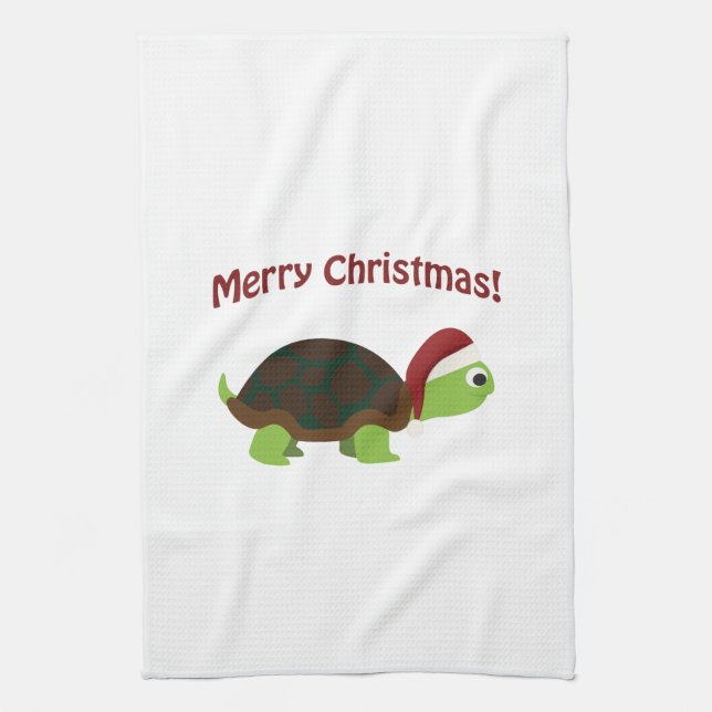 Merry Christmas! Turtle Kitchen Towel (Vertical)