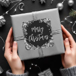 Merry Christmas Twinkling Silver Stars Square Sticker<br><div class="desc">Twinkling silver stars,  circles and dots surround the words "Merry Christmas" on black square stickers are perfect for your holiday gift giving and more. MATCHING items in our store.</div>