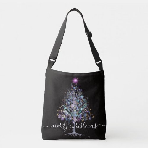 Merry Christmas twinkling winter tree Crossbody Bag
