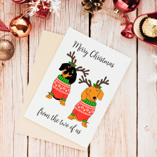 Merry Christmas Two Decked Out Dachshunds Holiday Card