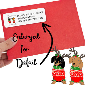 Merry Christmas Two Decked Out Dachshunds Holiday Label