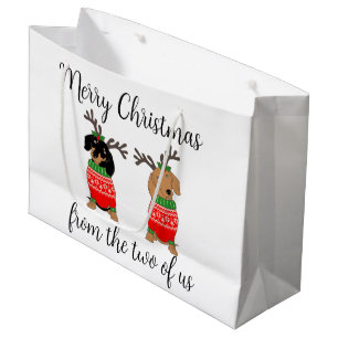 Merry Christmas Two Decked Out Dachshunds Large Gift Bag