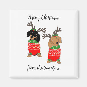Merry Christmas Two Decked Out Dachshunds Magnet