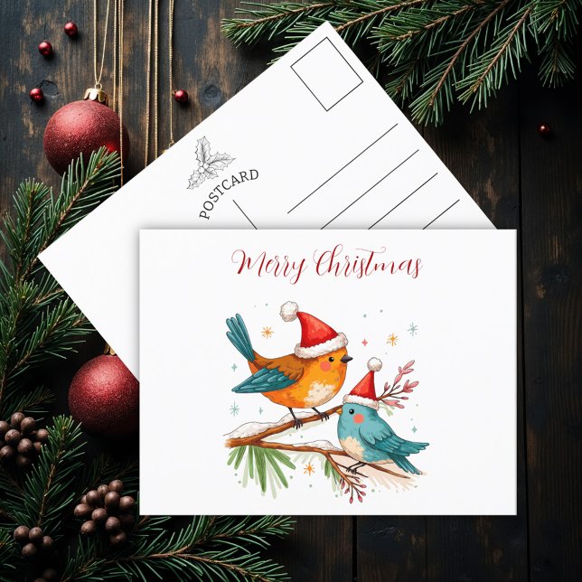 Merry Christmas Two  Loving Birds Postcard (Creator Uploaded)