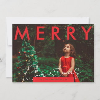 Merry Christmas Two Photo Card | Modern Custom