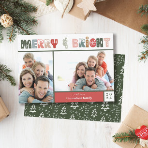 Merry Christmas Two Photo Family Holiday Card