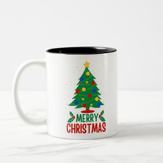 Merry Christmas Two-Tone Coffee Mug (Left)