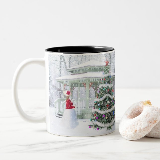 Merry Christmas Two-Tone Coffee Mug (With Donut)
