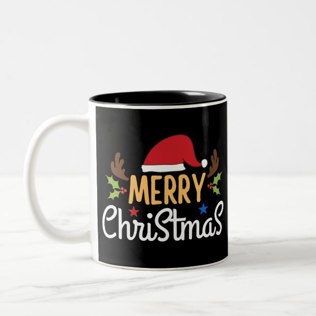 Merry Christmas Two-Tone Coffee Mug (Left)