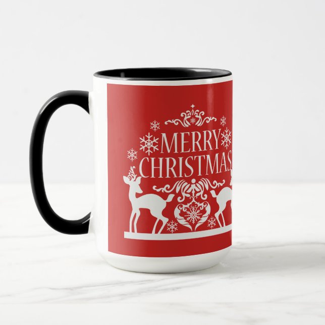 Merry Christmas Two Tone Mug-Red Mug (Left)