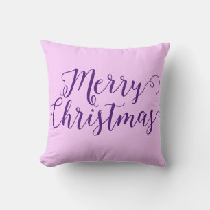 Merry Christmas Two-tone Purple Christmas Throw Pillow
