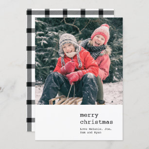 Merry Christmas Typewriter & Buffalo Plaid Holiday Invitation