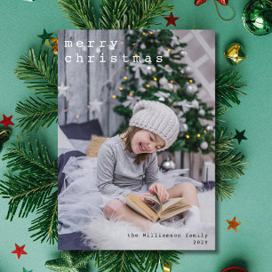 Merry Christmas Typewriter Font Picture Photo  Holiday Card