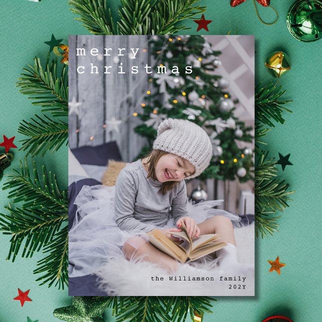 Merry Christmas Typewriter Font Picture Photo  Holiday Card (Creator Uploaded)