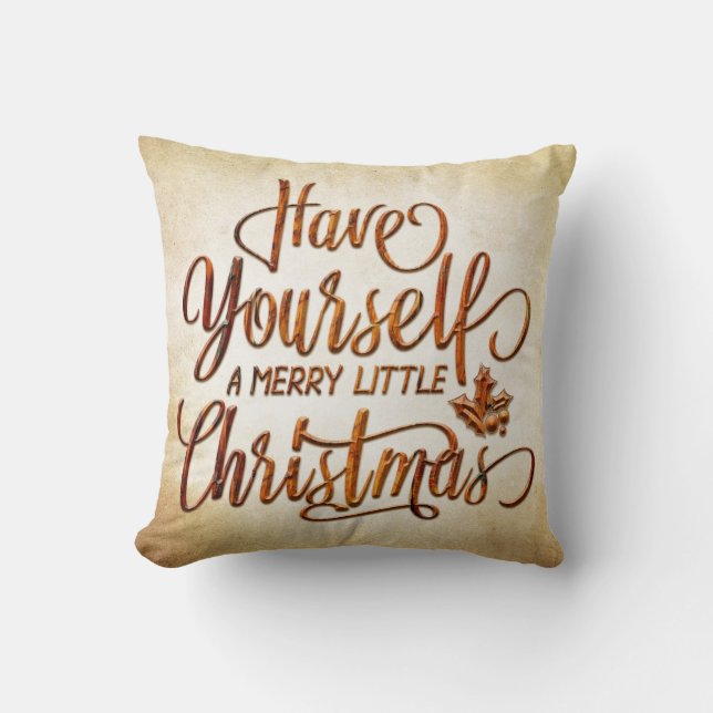 Merry Christmas Typography 01 Throw Pillow (Front)