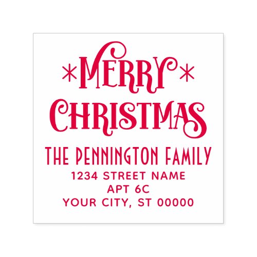 Merry Christmas Typography 11 Name Return Address Self_inking Stamp