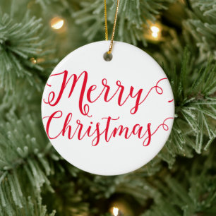 Merry Christmas typography 20XX Minimal Simple Ceramic Ornament