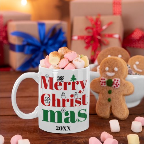 Merry Christmas typography and vintage elements Coffee Mug