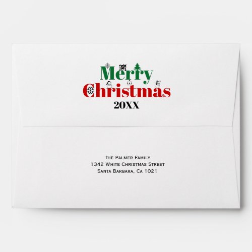 Merry Christmas typography and vintage elements Envelope
